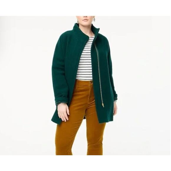 J. Crew  forest green Cocoon wool blend Coat size 6 - Picture 1 of 9